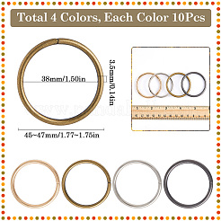 40個 4スタイル 鉄製クイックリンクコネクター  丸いリング  ミックスカラー  45~47x3.5mm  内径：38mm  10個/スタイル&nbsp;FIND-SP0002-80B