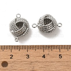 ラックメッキ真鍮製コネクタチャーム  ノットリンク  長持ちメッキ  鉛フリー＆カドミウムフリー  プラチナ  18x12x9.5mm  穴：1.8mm&nbsp;KK-H473-03P