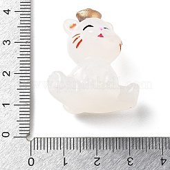 光る樹脂製招き猫ディスプレイ装飾  ホームオフィスの装飾  暗闇で光る  ホワイト  32x29x20mm&nbsp;DJEW-P020-01D