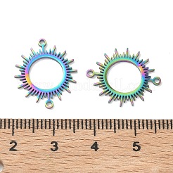 304ステンレススチール中空コネクタチャーム  イオンプレーティング（ip）  太陽  虹色  16x19x1mm  穴：1.2mm&nbsp;STAS-P332-12M