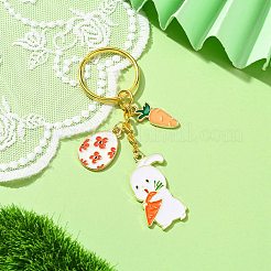イースターエッグ&ウサギ&ニンジン合金エナメルペンダントキーホルダー  鉄のスプリットキーリング付き  トマト  8.4cm&nbsp;KEYC-JKC00580-02