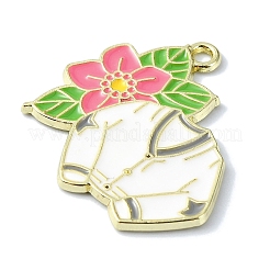 合金エナメルチャーム  ゴールドカラー  花柄の服  26.5x26x1.5mm  穴：2mm&nbsp;FIND-Q102-06C