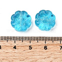 ガラスビーズ  花  ディープスカイブルー  13.5x5.5mm  穴：1mm&nbsp;GLAA-D303-03B