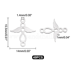 201 ステンレススチール 2 ループ リンク ペンダント  天使  ステンレス鋼色  15.5x14x1mm  穴：1.4mm  40個/箱&nbsp;STAS-UN0034-64