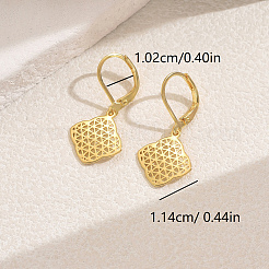 真鍮中空フレンチフックピアス  18KGP本金メッキ  菱形  12.8x10.2mm&nbsp;VF9446-1