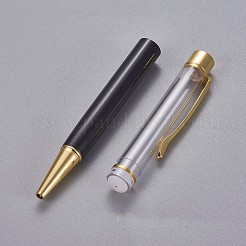 創造的な空のチューブボールペン  内側に黒のインクペンを詰め替えます  DIYキラキラエポキシ樹脂クリスタルボールペンハーバリウムペン作り用  ゴールドカラー  ブラック  140x10mm&nbsp;LS-AJEW-L076-A47