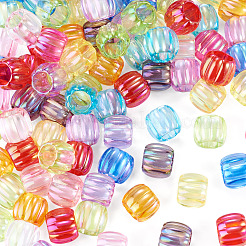 UVメッキ透明アクリルヨーロピアンビーズ100個  大穴ビーズ  虹色の  ミックスカラー  バレル  13x11mm  穴：7.8mm&nbsp;TACR-TA0001-93B