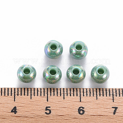 不透明なアクリルビーズ  ABカラーメッキ  ラウンド  士官候補生ブルー  6x5mm  穴：1.8mm  約3124個/355g&nbsp;LS-MACR-S370-D6mm-26