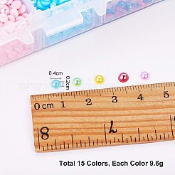 ABSプラスチックパール調カボション  ネイルアートの装飾の付属品  ABカラーメッキ  半円  ミックスカラー  4x2mm  約470PCS /カラー  15色  7050個/箱&nbsp;MRMJ-PH0001-27