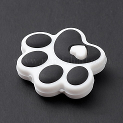 犬の足跡食品グレードの環境に優しいシリコーンビーズ  DIYネックレスの製作  ブラック  24x29.5x8.3mm  穴：2mm&nbsp;SIL-K002-01B