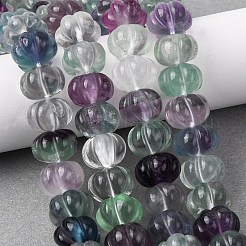 天然蛍石の彫刻ビーズ連売り  カボチャ  12.5x8.5mm  穴：1mm  約46個/連  15.51''（39.4センチメートル）&nbsp;G-L634-O02-02