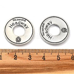 チベット風合金チャーム  鉛フリー＆カドミウムフリー  単語とフラットラウンド  アンティークシルバー  22x2mm  穴：8mm  310個/ 1000g&nbsp;TIBE-H142-05AS