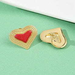 真鍮エナメルハートスタッドピアス  18KGP本金メッキ  レッド  18x22mm&nbsp;EJEW-L273-01G-02