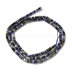 天然石ラピスラズリビーズ連売り  多面カット  ロンデル  2~2.5x1~1.5mm  穴：0.5mm  約238個/連  15.16''（38.5センチメートル）&nbsp;G-RM2025-D04-A