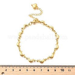 女性用304ステンレススチールリンクブレスレット  ムーン  ゴールドカラー  7-1/2インチ（19.1cm）&nbsp;BJEW-P354-06G