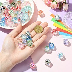 UVメッキ透明アクリルビーズ  虹色の  サイコロ  エナメル  ミックスカラー  14x14x14mm  穴：3mm&nbsp;MACR-CJC0004-32-1