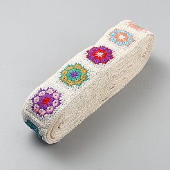 ポリエステル刺繍リボン  衣類用アクセサリー  ギフトデコレーション  ホワイト  2インチ（50mm）  約10.00ヤード（9.14m）/ pc&nbsp;OCOR-WH0105-039B