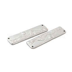 変色しない304ステンレススチールペンダント  山のチャーム入り長方形  ステンレス鋼色  10x40x1.5mm  穴：1.2mm&nbsp;STAS-B032-25P