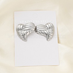女性用304ステンレススチールスタッドピアス  ハート  ステンレス鋼色  27.5x27mm&nbsp;EJEW-K306-03P