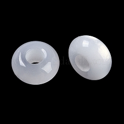 レジンヨーロピアンビーズ  大穴ビーズ  模造キャットアイ  ロンデル  ホワイト  13.5x7.5mm  穴：5mm&nbsp;RESI-F055-08C