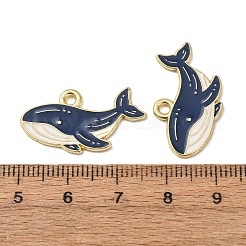 オーシャンアロイエナメルペンダント  ゴールドカラー  クジラのチャーム  14x26x1mm  穴：2mm&nbsp;LS-ENAM-B041-01E