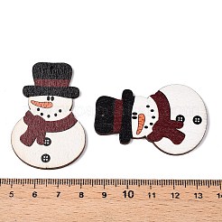 プリントポプラウッドペンダント  クリスマスシリーズ  雪だるま  50x33x2mm  穴：1.6mm&nbsp;FIND-N005-74L