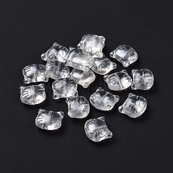 ガラスビーズ  ジュエリー作りのための  猫  銀  12.5x14x6.5mm  穴：1mm&nbsp;GLAA-G079-02J