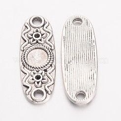 合金カボションセッティングコネクター  カドミウムフリー＆鉛フリー  アンティークシルバー  26x9.5x2mm  穴：2mm&nbsp;EA281Y