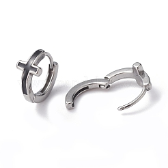変色しない316ステンレススチール製クロスフープピアス、男性用、女性用  ステンレス鋼色  13x7x15mm  ピン：1mm&nbsp;EJEW-C045-02