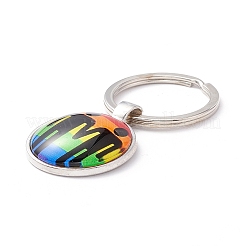 プライドスタイルのガラスキーホルダー  プラチナメッキ合金パーツ  フラットラウンド  男女のシンボル  6.2cm&nbsp;LS-KEYC-F033-01L