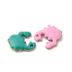 304ステンレススチールエナメルチャーム  海洋動物  ゴールドカラー  カニ  10x10x2.5mm  穴：0.9mm&nbsp;X-STAS-Q363-14E-G