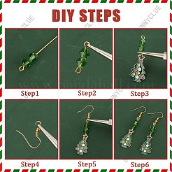 クリスマステーマのDIYイヤリング作りキット  ガラスパールとバイコーンビーズを含む  真鍮のピアスフック  リース&ハウス&サンタクロース合金エナメルリンク&ペンダント  ミックスカラー  130個/箱&nbsp;DIY-SC0022-80