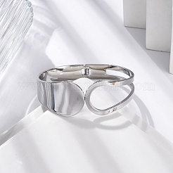 女性用304ステンレススチールヒンジ付きバングル  ステンレス鋼色  内径：2-3/8x1-7/8インチ（6.1x4.9cm）&nbsp;STAS-Z114-09P