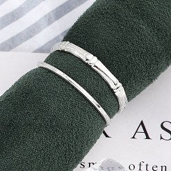 女性用304ステンレススチールオープンカフリング  竹の共同  ステンレス鋼色  8mm  調整可能&nbsp;RJEW-A056-01P