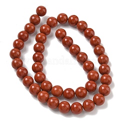 グレードA天然のレッドジャスパービーズ連売り  ラウンド  8mm  穴：1mm  約44~48個/連  15インチ&nbsp;G-P075-36-8mm