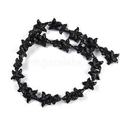 合成サンゴ染め彫刻ビーズ連売り  ヒトデ  ブラック  16~17x14~15x6~6.5mm  穴：0.8mm  約28個/連  13.19''（33.5センチメートル）&nbsp;CORA-K009-06B-03