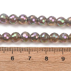 電気メッキ天然石瑪瑙ビーズ連売り  ラウンド  多面カット  虹メッキ  グレー  6~6.5mm  穴：0.8~1mm  約63~65個/連  15''~15.24''（38.1~38.7センチメートル）&nbsp;G-B191-A07-6mm-03