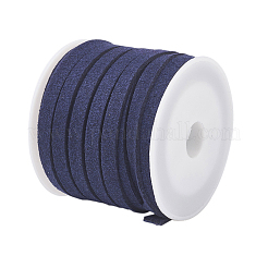 スエード調コード  フェイクレース  マリンブルー  5x1.5mm  約5m /ロール&nbsp;X-LW-R003-5mm-1075
