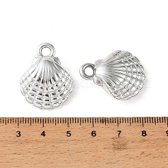 アクリルパーツ  貝殻の形のチャーム  プラチナメッキ  27.5x22x8.5mm  穴：3.5mm&nbsp;PACR-B005-01B
