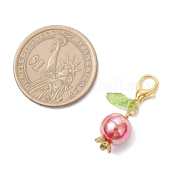ラウンドアクリルペンダント装飾  合金製カニカン付き  ゴールドカラー  28.5mm&nbsp;HJEW-JM04279-01
