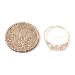 ナチュラルパールフィンガー指輪  銅線を巻いたリング  ライトゴールド  内径：19mm&nbsp;RJEW-JR00603