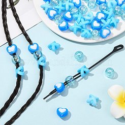 アクリルヘアブレイディングツイストスタイリングツールセット  ヘアドレッドヘアジュエリー  ディープスカイブルー  14x12x10mm  穴：4.5mm&nbsp;DIY-FZC0002-01B