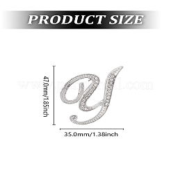 合金ブローチ1個  ラインストーン付き  文字L  文字y  36.5x35.5mm&nbsp;JEWB-LP0004-01Y