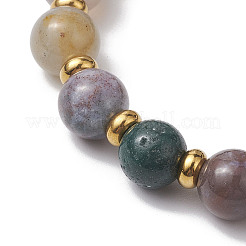 10mm ラウンド天然インディアンアゲートビーズストレッチブレスレット（女性用）  内径：2インチ（5.2cm）&nbsp;BJEW-JB10628