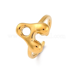 女性用304ステンレススチールオープンカフリング  文字L  18KGP本金メッキ  文字a  13~14x7~15mm&nbsp;RJEW-M060-01G-01