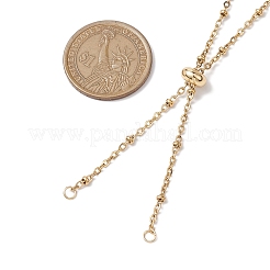 イオンプレーティング(IP) 304 ステンレススチール スライダーネックレス 2個  サテライトチェーンと真鍮スライダービーズ付き  ゴールドカラー  24.02インチ（61cm）&nbsp;AJEW-JB01266