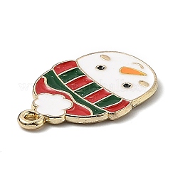 合金エナメルチャーム  クリスマスのために  雪だるま  ゴールドカラー  レッド  22.5x15x1.4mm  穴：1.5mm&nbsp;LS-ENAM-Z001-02G-B