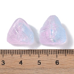 ペイントガラスビーズを焼く  三角ちまき  パールピンク  15.5~16x15x14mm  穴：1.2mm&nbsp;GLAA-S202-15B