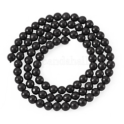 1連売り天然シュンガイトビーズ連売り  グレードAB  ラウンド  4mm  穴：0.8mm  約86個/連  14.96''（38センチメートル）&nbsp;G-TA0003-34A