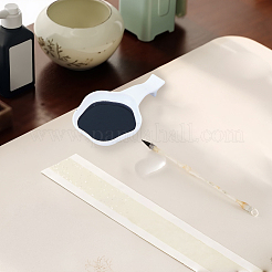 花のプラスチックインク皿  水彩絵の具を混ぜるパレット  ホワイト  93x59x14mm&nbsp;AJEW-GF0013-76